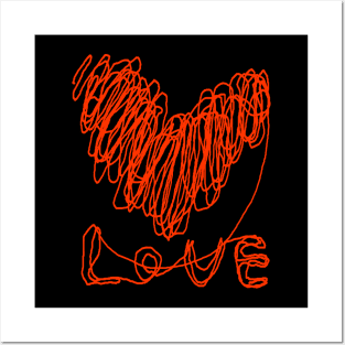 love, heart, happy valentine day, one line drawing Posters and Art